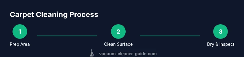 Process diagram showing prep, cleaning, and drying steps for carpet cleaning
