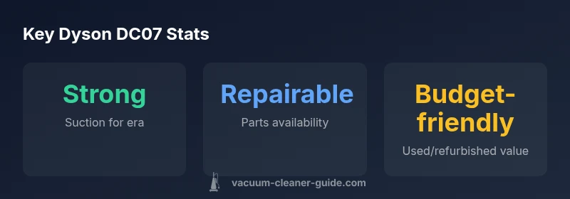 Infographic showing DC07 suction strength, repairability, and value