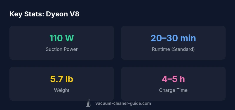 Dyson V8 key stats infographic